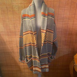 STS Ranchwear Wool Blend Striped Long Cardigan with pockets Size XL EUC
